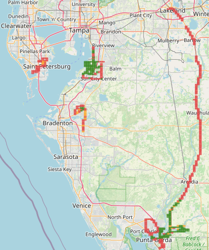 Florida MeshCore coverage map